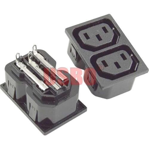 Black Copper 10A 250V IEC320-C13 2 Jack PDU / UPS chassis server female socket universal AC power socket industrial outlet
