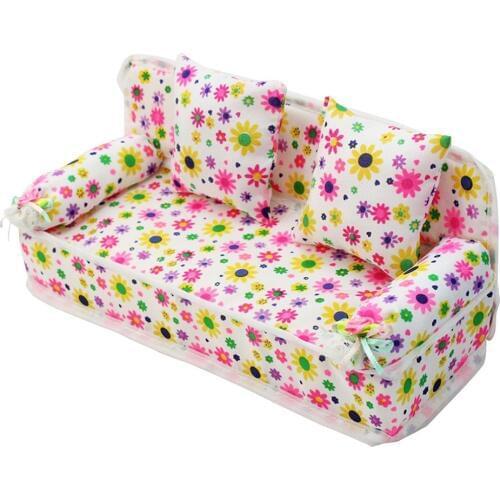 Kids Mini Flower Sofa Cloth Floral Prints Sofa Cushions Toy Dollhouse Miniature Furniture Toys For Doll Accessories Children #40