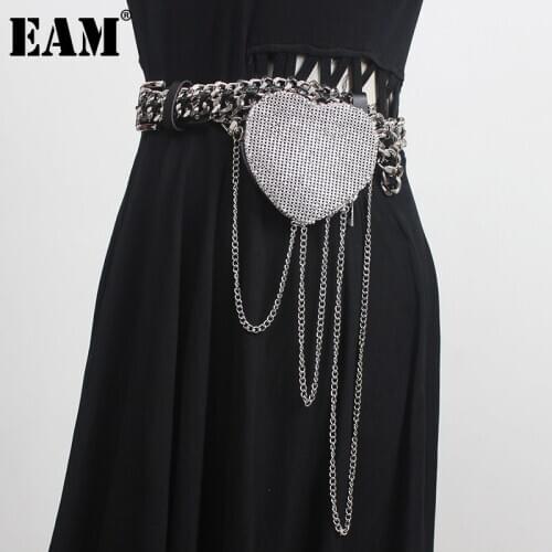 [EAM] Women New Silver Metal Chain Rhinestone Decoration Personality Long Belt Fashion All-match Spring Autumn 2021 1DD5105