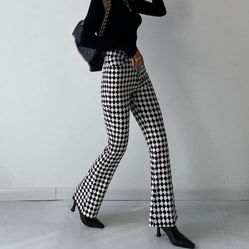 HOLYGAGA Women's Plaid Trousers