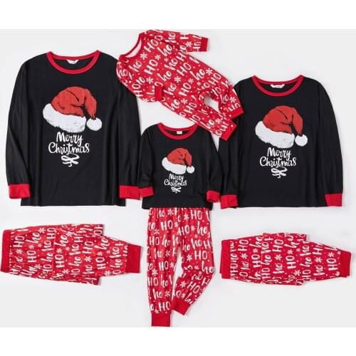 PatPat Merry Christmas Family Matching Letter Print Long-sleeve Pajamas Set (Flame Resistant)
