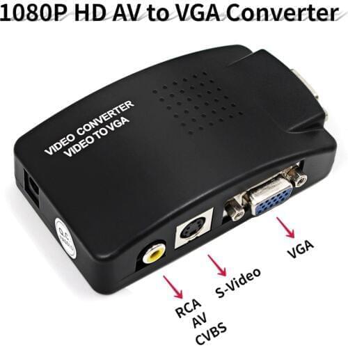 RCA AV Composite S-Video to VGA Converter Adapter Box for PC TV Mac Lcd