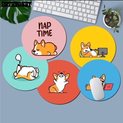 Lovely Welsh Corgi Lovely Animal Kids round Mouse pad PC Computer mat Anti-Slip Laptop PC Mice Pad Mat gaming Mousepad