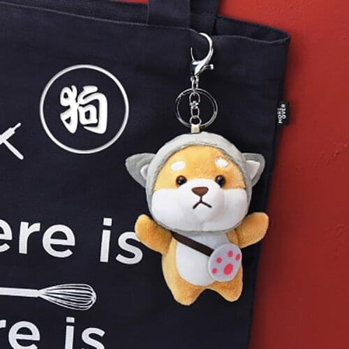 Cute Stuffed Shiba Inu Plush doll Keychains Pendant Charms Corgi Dog Keychain for Women Accessories