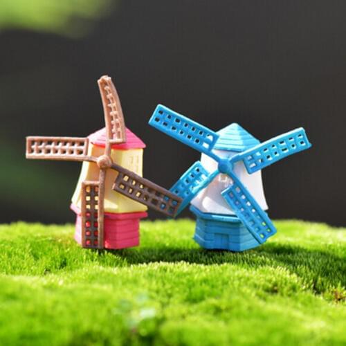 1Pc Miniature Moss Bottle Windmill DIY Micro Landscape Ecology Windmill Ornaments Model Fleshy Garden Decorations Random