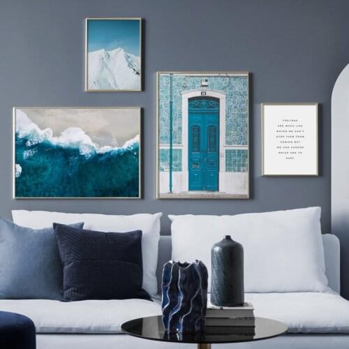 Seascape Sea Waves and Coconut Trees Canvas Painting Wall Art Nordic Posters and Prints Wall Pictures for Living Room Decoration