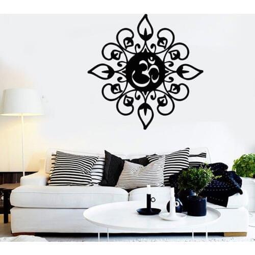 Wall Art Mural Stickers Mandala Om Yoga Buddha Meditation Living Room Decor Wall Decals Bedroom Removable Self Adhesive D982