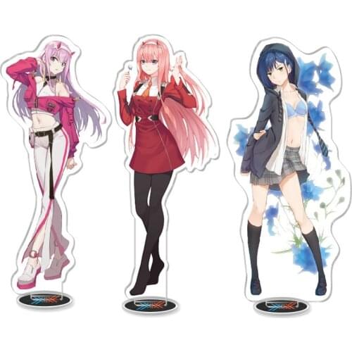 Novelty DARLING In FRANXX Acrylic Stand Figures Keychain Anime Standing Sign Key Chain ZERO TWO 02 Model Plate Holder for Otaku