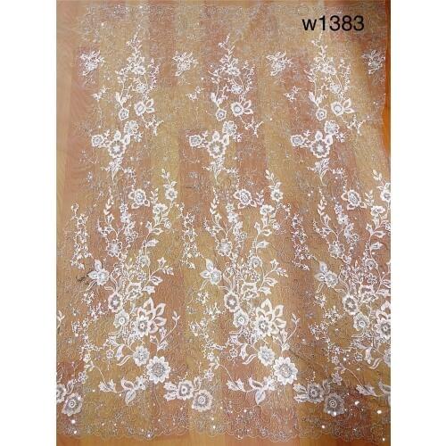 Wholesale African Net Lace Embroidered Beaded Lace Fabric For Wedding dress 10 yards/Lot