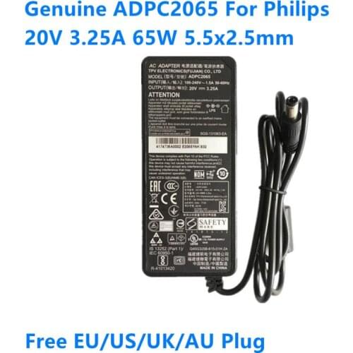 Genuine 20V 3.25A 65W ADPC2065 AC Adapter for AOC AG322FCX E2272PWUT/BS for Philips 278E1 272M7C Monitor Power Supply Charger