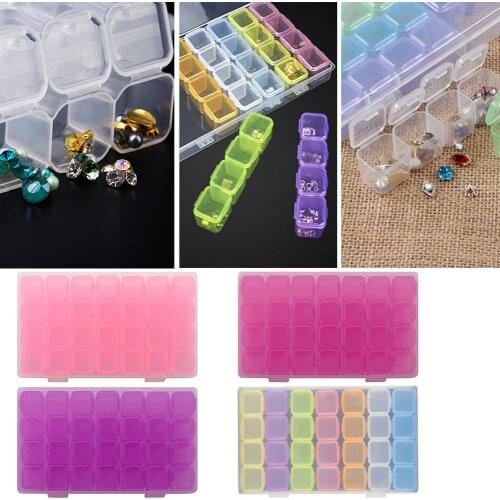 Plastic 28 Grids Storage Box Nail Rhinestones Light Simplicity Practical Compact Jewelry Organizer Manicure Tools
