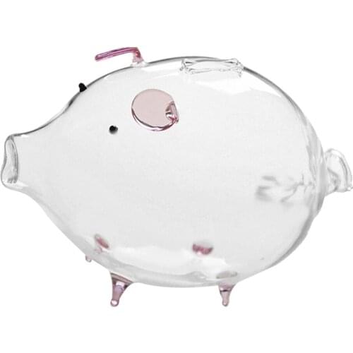 Clear Glass Piggy Bank Saving Money Coin Cash Box Bottle Gifts for Children Kids