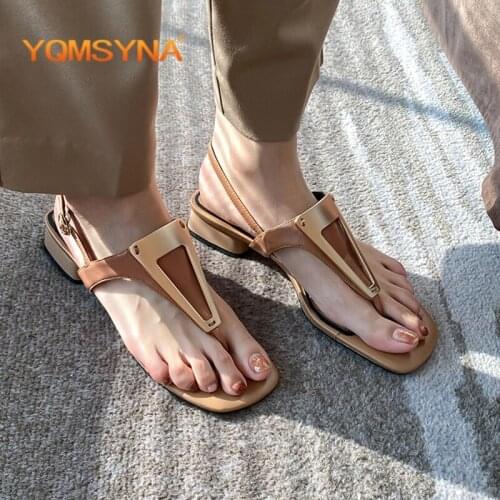 YQMSY New Fashion Womens Sandals Fashion Metal Decoration Square Heel Buckle Strap Shoes Casual Open Toes Ladies Shoes AS29