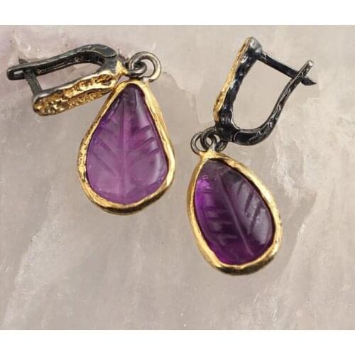 Women Eardrop Amethyst Earring, Handmade 925 Silver Woman Amethyst Earring,Handmade Amethyst Women Earring, Amethyst Woman