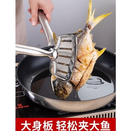 Frying fish scoop artifact 304 stainless steel household kitchen tool pancake shovel steak BBQ grill clip pot scoop