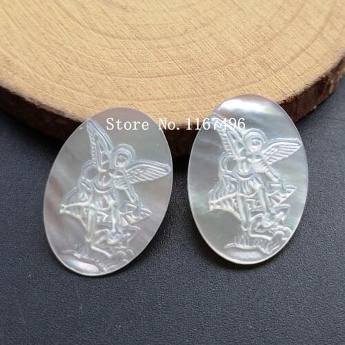 100pcs/lot 18x25mm Natural Oval San Miguel Archangel Mother of Pearl Shell Beads Pearl MOP for DIY Jewelry