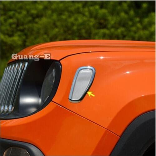For Jeep Renegade 2016 2017 2018 2019 2020 Car Head Side Fog Light Cornering Lamp Frame Stick ABS Chrome Cover Trim Panel 2pcs