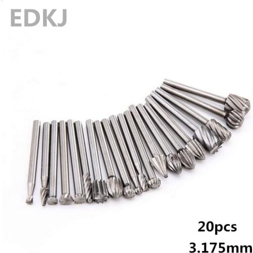 20pcs high-speed tungsten steel rotary slot and carbide cylindrical milling column type 3x3 engraving cutter mill