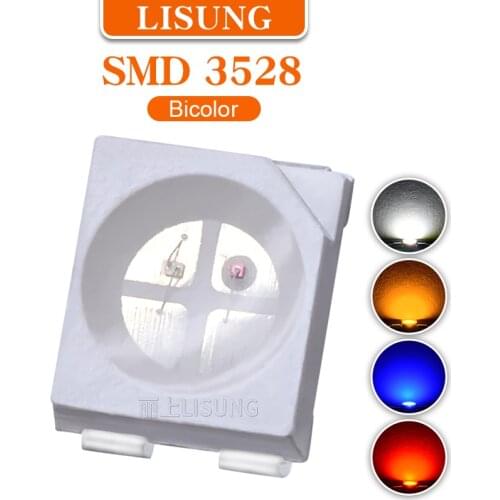 2000pcs/bag SMD 3528 bicolor SMT LED Emitting Diode Lamp Chip Light Beads White Red Blue Two-color Micro 3V