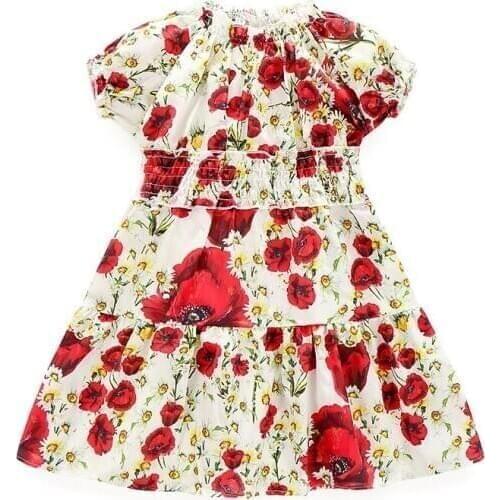 2021 Causal Summer Girl Dresses Party Dresses For Girls Cotton Floral Kids Dresses Princess Children Clothing Big Girls Dresses