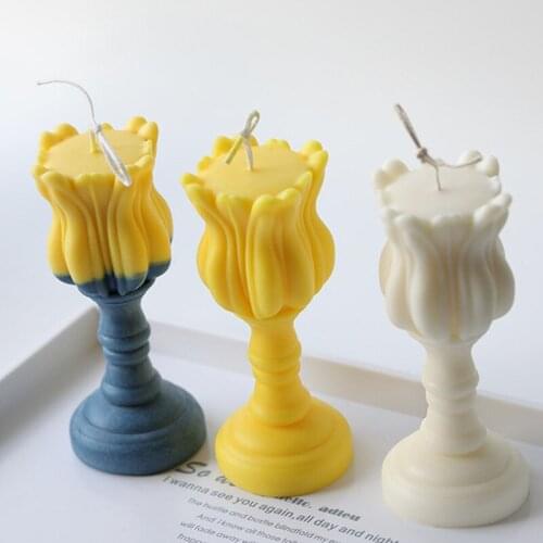 3D Resin Tulip Candlestick Mold Candle Mold Fragrance Home Simple Silicone Candle Mold DIY Gypsum Fangdan Resin Mold