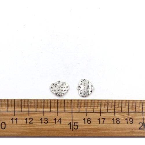 5pcs/Lot 13x12mm Charms Heart Shaped Love You Antique Making Pendant Fit Vintage DIY Handmade Jewelry