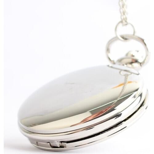 50pcs/lot Hot Sell Polished Silver Quartz Pocket Watch Necklace Vintage Gift Watches Wholesale