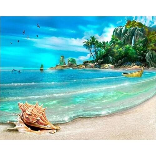 5D DIY Diamond Painting Cross Stitch Landscape Diamond Embroidery Mosaic Sea Picture Rhinestones Needle Arts & Craft