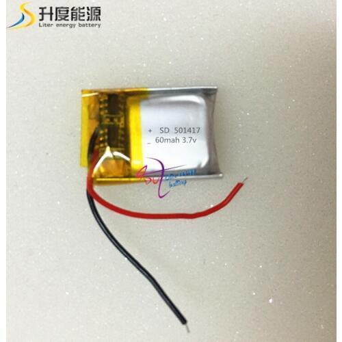 Tablet battery 501417 3.7v li-ion rechargeable battery 501417 60mah 3.7v