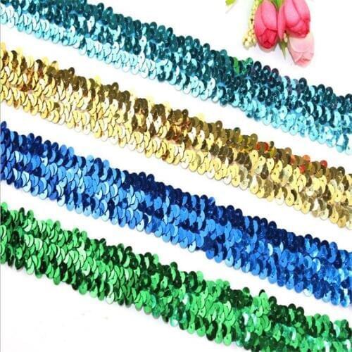 Dance Accessories 3cm Elasticity 3 Rows of Sequins Lace Ribbon Sequins