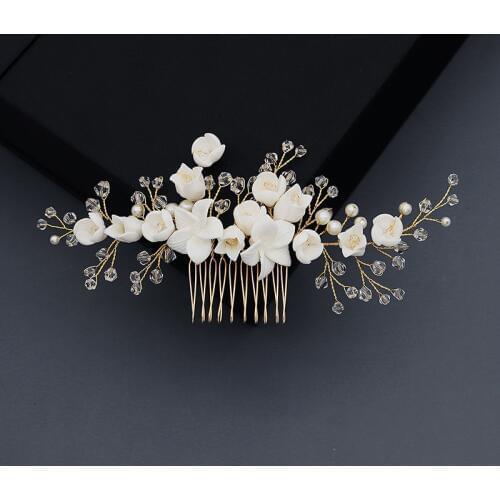 Hair Accessories Wedding Crown Floral Pearl Hair Accessories Hair Ornaments Fashion Western Wedding Headdress For Bride Handmade