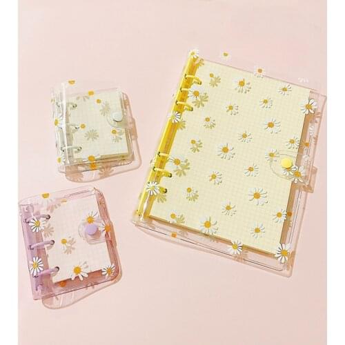 A5/A6 Loose Leaf Notebook Cute Daisy 6 Rings Binder File Folder Kawaii Stationery Weekly Planner School Journals Office Supplies