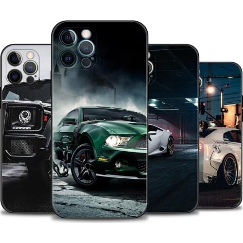 Phone Para For iPhone 12 11 Pro Max XR XS X 7 8 6 6S Plus SE Cover Black Case Soft Capa Sports Cars Male Men