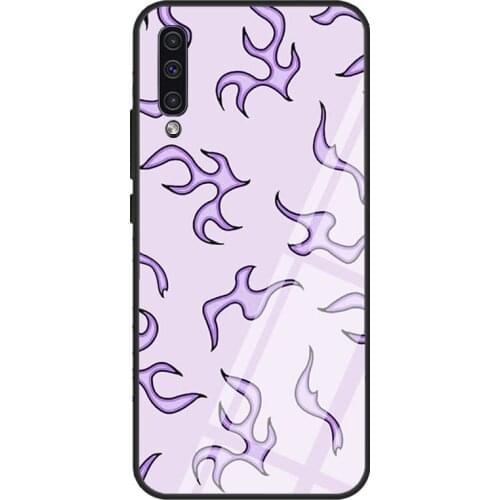 Purple Flames Fire Print Case For Samsung A72 A71 A51 A31 A40 A50 A70 A20e A21S A12 A32 A52 Tempered Glass Cover