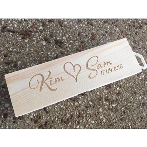 Custom Name Date Engrave Wooden Wine Box Gorgeous love heart design,Perfect for anniversaries, wedding day ceremony
