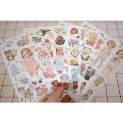 DIY PVC cute Girl Sticker New Doll Stickers Cute Gril Stickers Decorative Sticker 6pcs/set