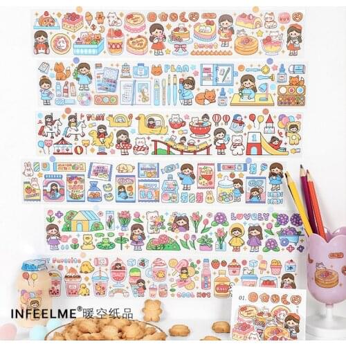 Long Pvc Transparent Washi Masking Tape Kawaii Girls Diay Life Sticker Stationary School Supplies Decoration