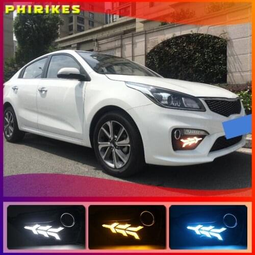 2pcs For KIA K2 RIO 2016-2017 LED DRL lights Daytime Running Light Daylight yellow Signal fog lamp Styling lights