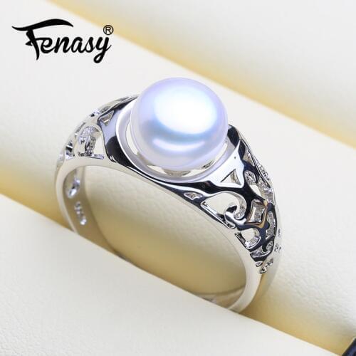 FENASY 925 Sterling Silver Ring Natural Freshwater Pearl Rings For Women Party Pearl Jewelry Bohemian Cloud Shape Ring New
