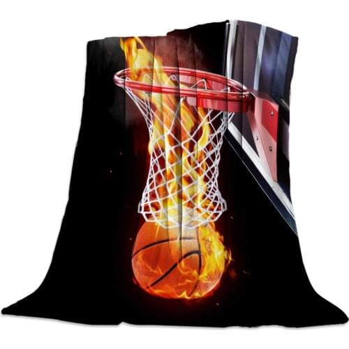 Fleece Throw Bed Blanket Lightweight Super Soft Cozy Flame Basketball Ball Box Sports Art Blanket Gift for Adults Kids