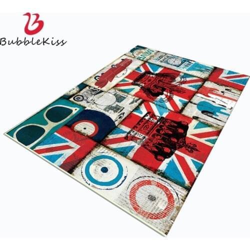 Bubble Kiss Home Decor Carpet for Living Room American Style Red Blue Flag Pattern Carpet Retro 3D Customized Soft Bedroom Rug