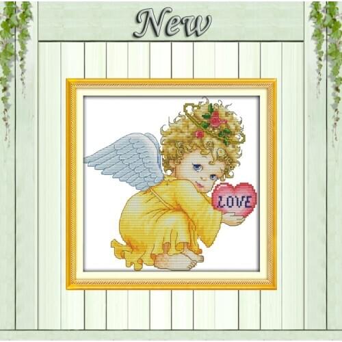 Beauty girl love Angel baby crafts painting counted print on fabric DMC 14CT 11CT Cross Stitch Needlework kits Embroidery Sets