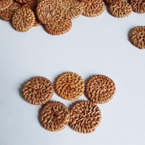 667E 10x Connector Pendants Linking Rings Rattan Woven Reed Cane Geometric Round for straw Wicker Earrings Jewelry Making