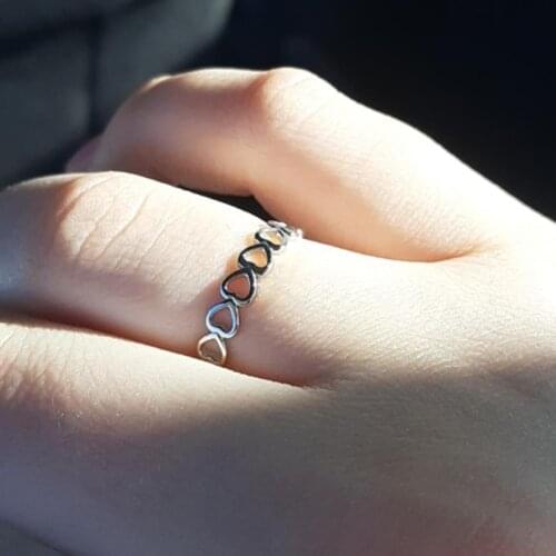 Cute Hollow Heart Rings Copper Romantic Rose Gold Silver Casual Couple Wedding Engagement Rings Jewelry Gift for Women Girls