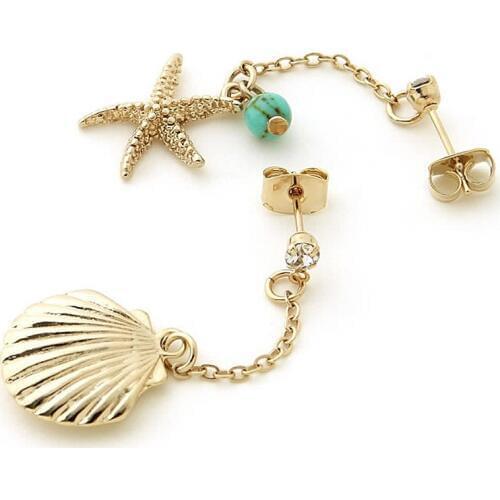 Timlee E221 Cute Popular Shell Starfish Pendant Alloy Dangle Drop Earrings Fashion Jewelry Wholesale