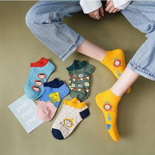 Fashion Summer Women Socks Cotton Cartoons Korean Ins Ladies Ankle Socks Wholesale
