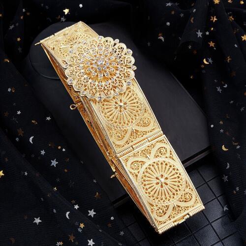 Fashion crystal cutout metal wedding belt designed for women wedding belt latest style jewelry belt