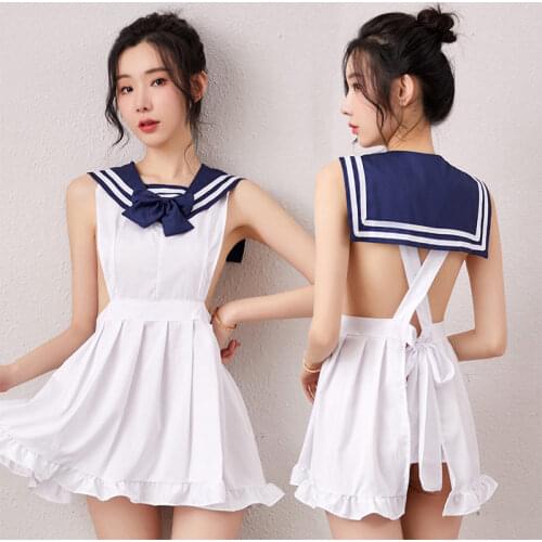 Maid Outfit Sailor Generous Collar With Bow Back Hollow Sexy Lingerie Uniform Temptation Passion Suit Blood Drop Pajamas