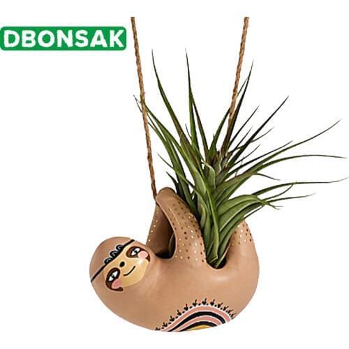 Wall Hanging Vase Suspension Ceramic Sloth Flower Pots Succulent Planter Animal Flower Pot Home Garden Potted Desktop Decoration