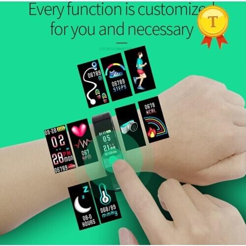 New Men Women Waterproof Heart rate monitor beautiful Relogio Smart Band Smart Watch Fitness band Bracelet with full color UI